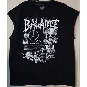 DOM Balance Skull Shirt Mens XL Goth Emo Grunge Sleeveless Graphic Tee Y2K